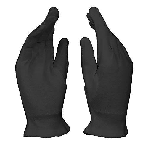 Black Gloves Medium (10 Pair) - Cotton Gloves for Eczema, Cotton Gloves for Dry Hands, Black Cotton Gloves for Women, Spa Glove, Lotion Glove, Sleeping Glove