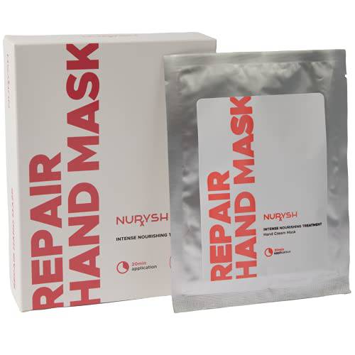 NURYSH REPAIR Hand Mask - Moisturizing & Hydrating Gloves for Dry Hands with Argan Oil, Vitamins A & E - Softening & Intense Nourishing Treatment for Rough, Cracked Hands & Damaged Skin - 5 Pairs