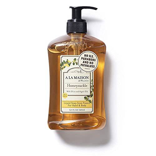 A LA MAISON Honeysuckle Liquid Hand Soap - Triple French Milled Natural Moisturizing Soap (2 Pack, 16.9 oz Bottle)