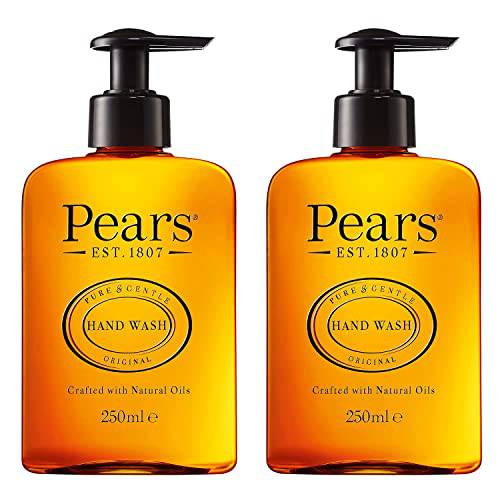 Pears Pure & Gentle with Natural Oils Hand Wash | 98% Pure Glycerin Soap and Moisturizing Liquid Hand Soap for Dry Hands with Natural Essential Oils | Pack of Two | 250 ML