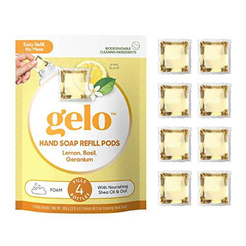 Gelo - Foaming Hand Soap Refill Pods | Eco-Friendly | 40oz Refill (Lemon, Basil & Geranium)