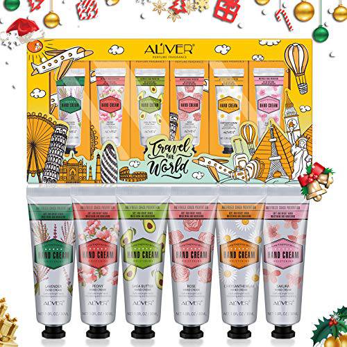 Hand Cream Gift Set, 6 Pack Nourishing Hand Cream Travel Gift With Natural Avocado, Shea, Chamomile And Aloe Moisturizing & Hydrating Hand Cream for Dry Hands, Christmas Birthday Gift for All People