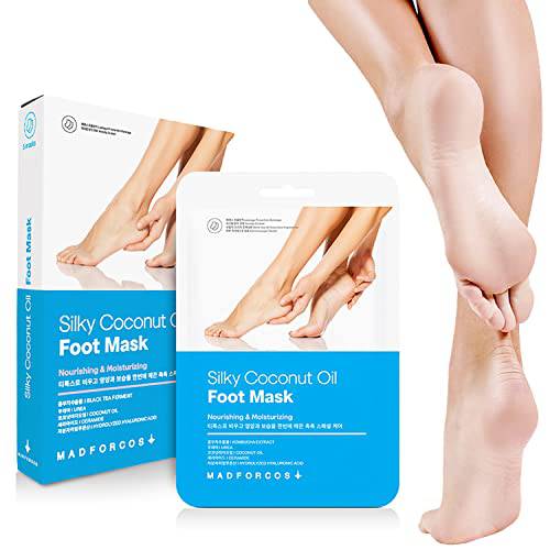 [5PCS Made In Korea] KN FLAX Madforcos Foot moisturizing Mask - Removes Dead Skin for Softer And Smoother Feet - Repairs Rough Heels And Dry Toe Layers - Natural Exfoliation Treatment To Uplift And Rejuvenate Safely