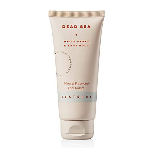 SEATERRA - Mineral Enhanced Foot Cream, DEAD SEA Plus – white peony and red sage root. 97% Natural Ingredients, Vegan, 100 ml / 3.4 fl.oz