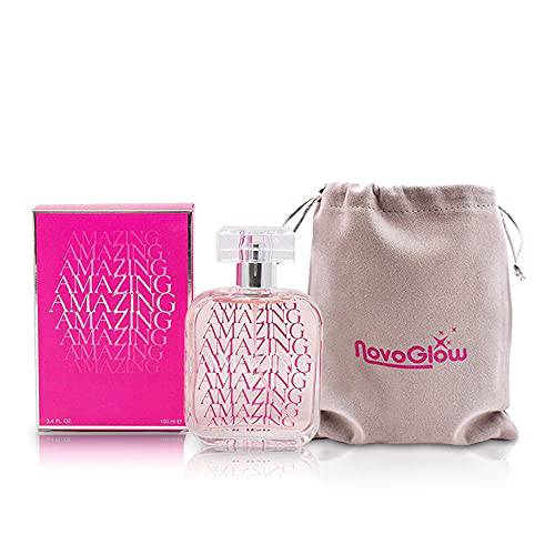 NovoGlow Amazing Eau De Parfum Spray Perfume, Impression of Incredible by VS, Fragrance For Women - Daywear, Casual Daily Cologne Set with Deluxe Suede Pouch- 3.4 Oz Bottle- Ideal EDP Beauty Gift