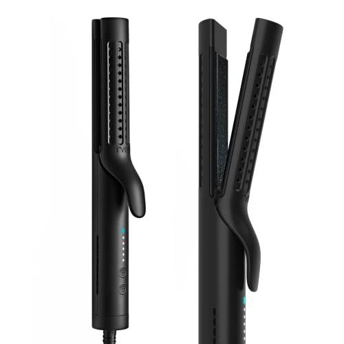 TYMO Airflow Styler, Hair Straightener and Curler 2 in 1 with Ionic Cool Air, Ceramic Flat Iron Curling Iron in One, Dual Voltage Waver Curling Iron Wand for Curls and Waves