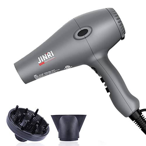 1875w Hair Dryer, Lightweight and Quiet, Ionic Blow Dryer with Diffuser, Concentrator and Comb， Professional DC Motor for Salon, 2 Speed and 3 Heat Settings