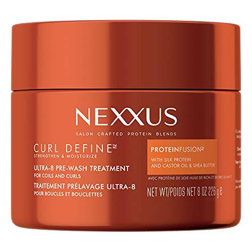 Nexxus Curl Define Pre-wash Hair Treatment for Curly & Coily Hair Hair Mask Deep Conditioner with Castor Oil 8 oz
