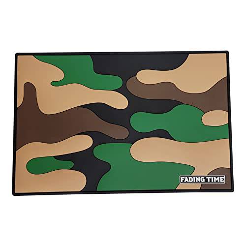 Fading Time Barber Station Organizer 19x12 | Anti-Slip Barber Mat | Barber Station Mat, Rubber Mat for Barbershop, Countertop Protection for Clippers,Salon Tools,Scissors, Trimmer & Combs (Camo)