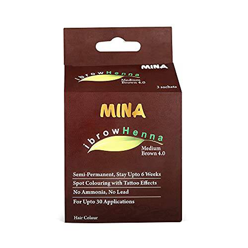 MINA ibrow Henna Hair Color Semi Permanent Henna Tint Kit (Medium Brown 4.0)