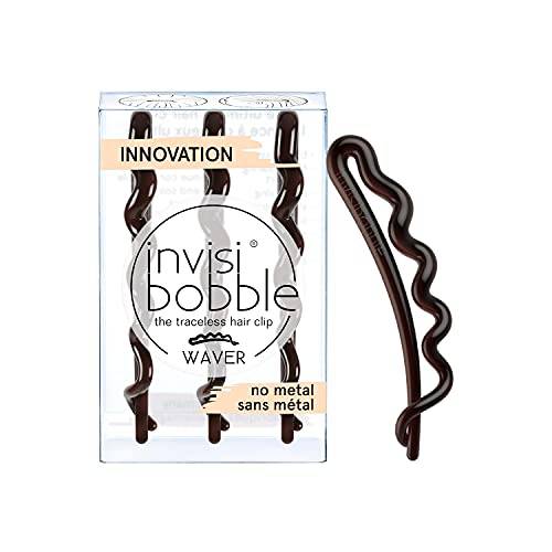 invisibobble Traceless Waver Hair Clip - Pretty Dark - Strong Elastic Grip Coil Hair Accessories for Women - No Kink, Non Soaking - Gentle for Girls Teens Toddlers and Thick Hair