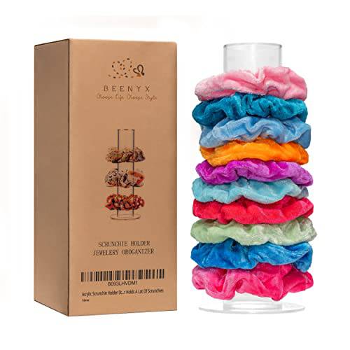 Beenyx Scrunchie Holder Stand Acrylic Scrunchie Holder for a Lot of Scrunchies Clear Acrylic Hair Ties Organizer Stand 10 Inch