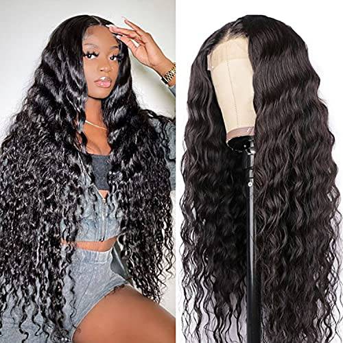 BLY Loose Deep Wave Lace Front Wigs Human Hair 200% Density for Black Women 4x4 HD Transparent Closure Wig Pre Plucked Glueless Natural Black Color 26 Inch