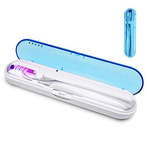 Toothbrush Travel Case,Portable Toothbrush Box Toothbrush Covers with U V Cleaning Light for Home and Travel（Blue）