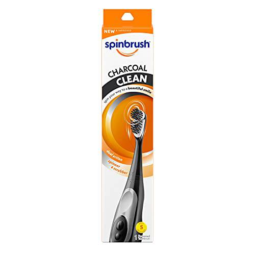 Spinbrush Charcoal Clean Battery-Powered Electric Toothbrush, Charcoal-Infused Soft Bristles, Batteries Included, 1-Count