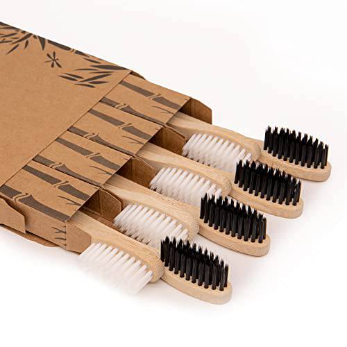 Virgin Forest Bamboo Toothbrushes, 8 Pcs Soft Bristle Toothbrush, Eco-Friendly Toothbrushes, Biodegradable Toothbrushes, Natural Wooden Toothbrush, Charcoal Toothbrushes