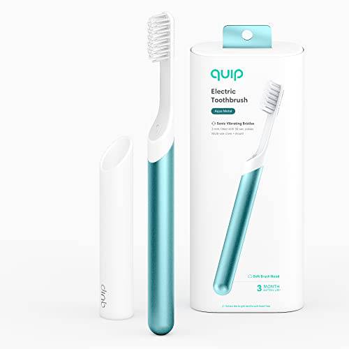 Quip Adult Electric Toothbrush - Sonic Toothbrush with Travel Cover & Mirror Mount, Soft Bristles, Timer, and Metal Handle - Copper