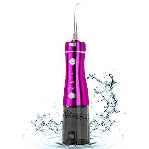 IMTUN Cordless Water flosser, Rechargeable Portable Water Pick for Teeth, Gums, Braces Care and Travel, with 7 Flushing Heads, S1 Burgundy
