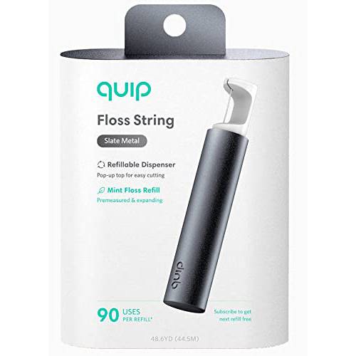 quip Floss String, Refillable Dispenser, Slate Metal
