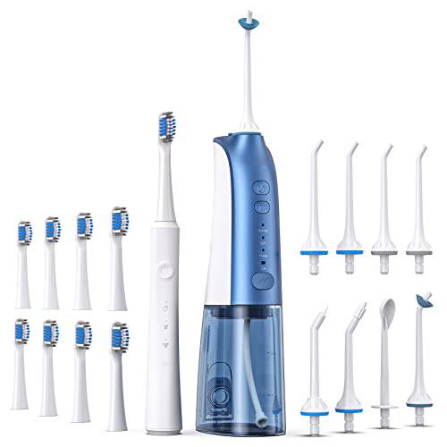 Water Flossers for Teeth, Cordless Water Flosser with 8 Jet Tips, Rechargeable Oral Irrigator Fast Charge 4 Hours Last 30 Days, IPX7 Waterproof with 3 Modes, Portable Water Tank 270ML for Travel, Home