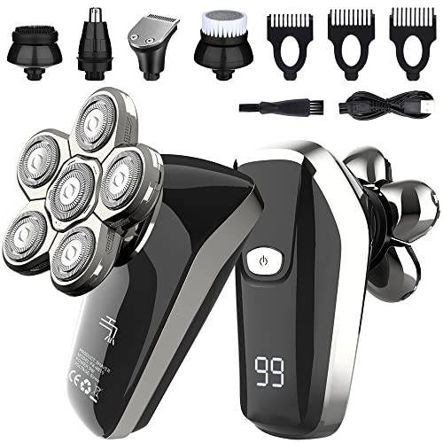 Electric Razor for Men, Men’s Rotary Electric Shaver with LED Display, Cordless USB Chargeable Razor w/ Pop-up Beard Trimmer, Painless Waterproof Wet Dry Shaver for Face Public Hair Beard Style