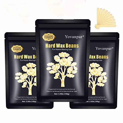 Wax Beads for Hair Removal, Yovanpur (10.5oz/300g) Hard Wax Beans For Sensitive Skin, At Home Painless Hair Removal Wax Beads, Body Wax for Facial, Eyebrow, Legs, Bikini, Armpit, Back and Chest for Women Men, Waxing Beads With 10 Spatulas (Cream) Perfect for Any Wax Warmer