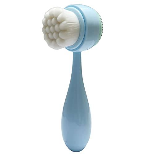 Facial Cleansing Brush MYMOOSH Double Side Face Brush with Soft Bristles for Face Cleansing Skin Care, Silicone Face Brush for Face Scrub Exfoliating Massaging (Blue)