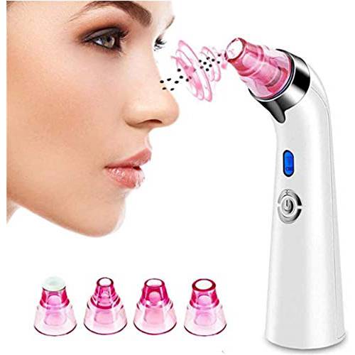 Blackhead Remover Vacuum, Pore Cleaner Electric Facial Blackhead Vacuum Blackhead Removal Tool with 4 Removable Probes 5 Adjustable Suction Force for All Skin Treatment USB Rechargeable