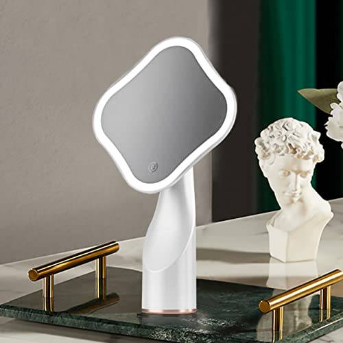 VIHELI LED Makeup Mirror, Vanity Mirror with Light, Portable Travel USB Rechargerable Mirror, Touch Screen Dimming (Gray)