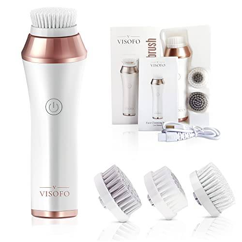 Rechargeable Waterproof Facial Cleansing Brush for Women with Oily, Dry, Mixed and Normal Skin | Exfoliating Spin Face Brush Cleanser Scrubber Cleaning Wash Scrub Exfoliator Cleanser with 3 Brushes