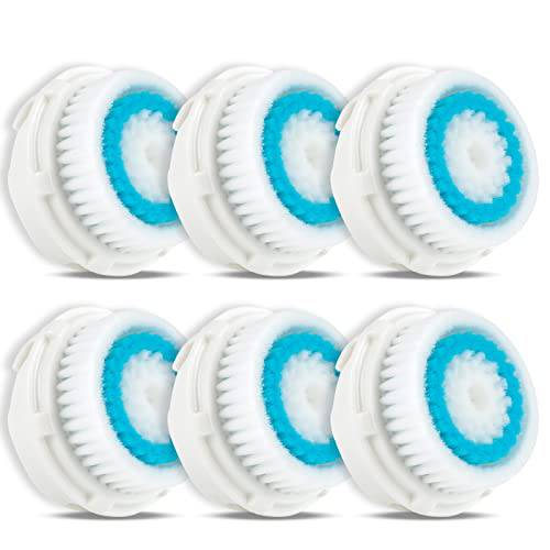 Compatible Replacement Cleansing Brush Heads,Facial Brush Head Replacements with Sensitive, Compatible with Acne Cleanse Brush Head, Exfoliating Brush Head (6 PCS Blue)