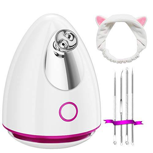 Facial Steamer, Nano Face Steamer for Facial Deep Cleaning 360° Adjustable Nozzle Professional Face Moisturizing Home Spa Unclog Pores Sauna Sinuses Humidifier with Blackheads Stainless Steel Kit