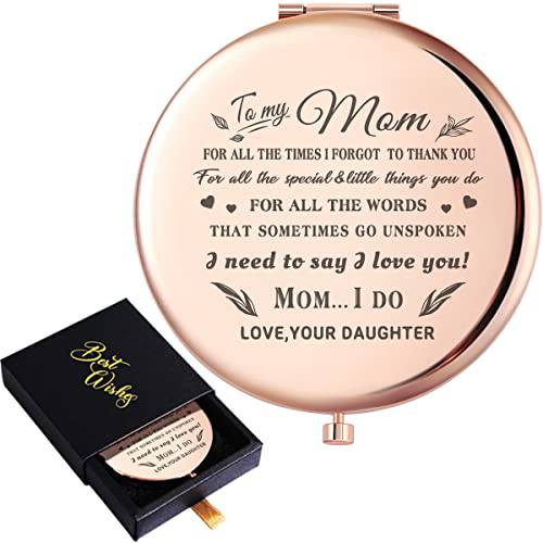 Wailozco to My Mom I Love You Love Saying Rose Gold Compact Mirror for Mom from Daughter,Unique Meaningful Mom Gifts for Mom Mother Mother’s Day Birthday Christmas from Daughter