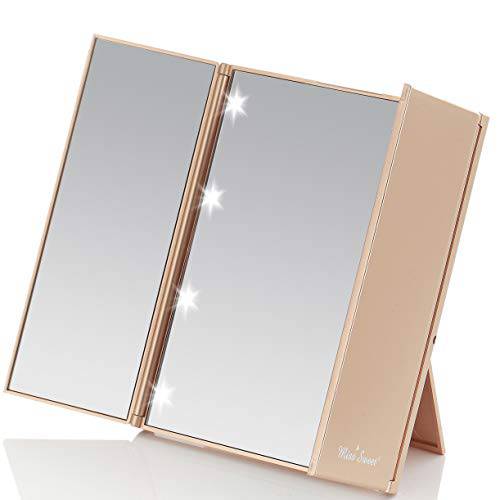 Miss Sweet Compact Mirror Tri-fold Mirror Travel Mirror Around 6inch (Gold)