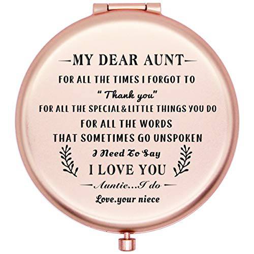 onederful Aunt Gifts Travel Compact Pocket Mirror for Aunt from Niece,Mother’s Day Birthday Ideas for Aunt - My Dear Aunt for (Rose Gold)