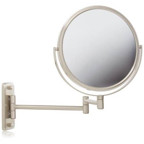 Jerdon 8-Inch Two-Sided Swivel Wall Mount Mirror - Makeup Mirror with 8X Magnification & 13.5 inch Wall Extension - Nickel Finish - Model JP7808N