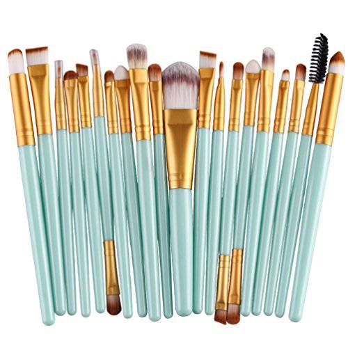 MELADY Pro 20pcs Multi-function Cosmetic Powder Foundation Eye shadow Eyeliner Lip Makeup Brushes Sets (Green-Gold)