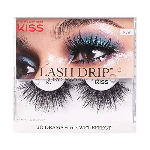 KISS Halloween Lash Drip False Eyelashes, Spiky X Boosted Volume, Unique Wet Look Hydrated Effect, Multi-Length Rewearable Fake Eyelashes, Wispy Crisscross Lash Pattern, Style ‘Icy’, 1 Pair, Packaging May Vary