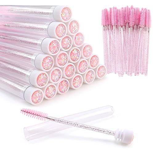 Arclon 20 Pieces Disposable Mascara Brushes Tubes Set,20 Pieces Empty Eyelash Wand Tube with 50 Pieces Makeup Tool Cleaning Brush for Mascara Extension Brushes(Black)