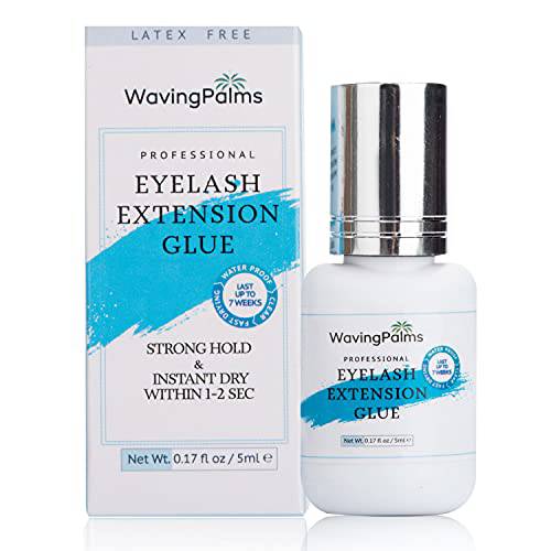Waving Palms Eyelash Extension Glue, Eyelash Glue for Individual Eyelashes (5 ML), 1-2 Sec Dry Time, Retention - 8 Weeks, Maximum Bonding Power | Professional Use