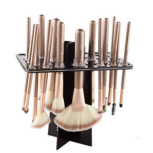 Oacryliby Makeup Brush Drying Rack, Collapsible Small Round Paint Brush Drying holder Air Tree tower,Brushes cleaner Organizer Stand,Silicone Horizontal brush cleaner kit Upside Down
