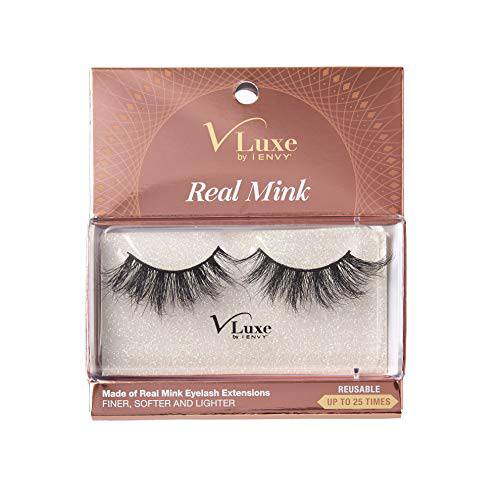 V Luxe by iEnvy False Eyelashes Real Mink Lashes Dramatic Long Eyelashes (Velvet Rose)