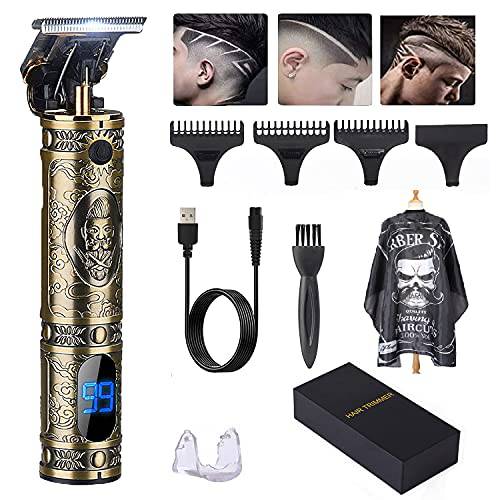 injiaer Hair Clippers for Men Professional Hair Trimmer Cordless Clippers for Hair Cutting Rechargeable Zero Gapped Barber Clippers with Guide Combs T Blade Trimmer USB Rechargeable Clippers (Style 5)