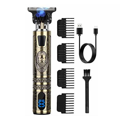 Hair Clippers Trimmer for Men Boy, Zero Gapped T-Blade Trimmer Professional Electric Hair Beard Body Arm T Blade Liners Trimmer Outline Edgers Shaver LED Display Cordless Rechargeable Liners (1)