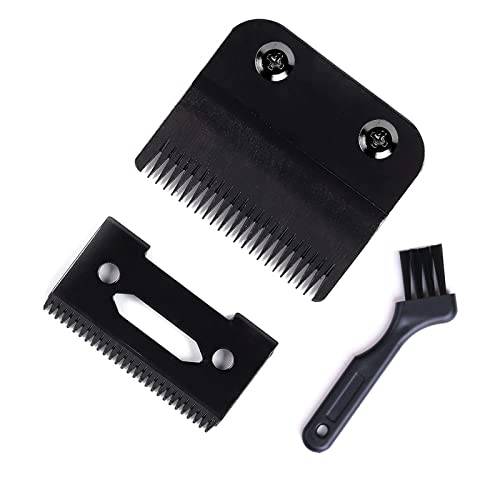 Professional Clipper Replacement Blades,Carbon Steel Hair Trimmer 2 Holes Adjustable Hair Clipper Parts Blade for Wahl 8148,Wahl Senior, Magic Clipper,Pack of 2, 4 Screws,1 Small Brush (Black)