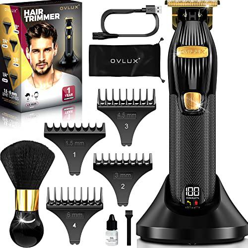 OVLUX Hair Trimmer - Professional Outliner Trimmer, 4 Guide Combs- Rechargeable Cordless Hair Trimmer for Men with LED Display- 300Mins Per Charge- Trimming & Grooming Beard, Sideburn, Edgers