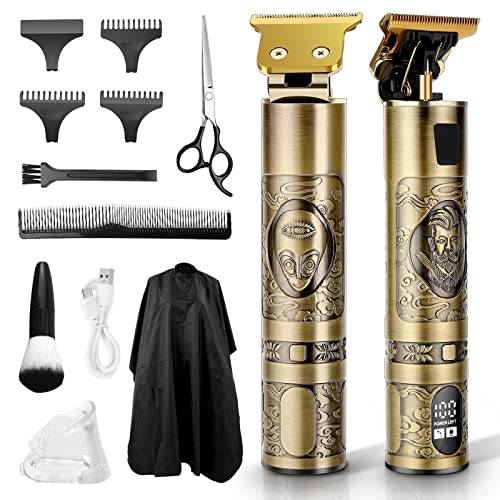YMGN Hair Clippers for Men, Professional Hair Trimmer Zero Gapped T-Blade Trimmer Cordless Rechargeable Edgers Clippers Electric Beard Trimmer Shaver Hair Cutting Kit with LCD Display Gifts for Men