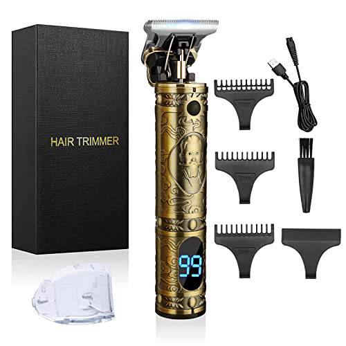 Hair Clippers for Men, Werlla Beard Trimmers for Men Professional Zero Gapped Cordless Clippers for Hair Cutting Rechargeable Hair Trimmer Baldhead Shaver Hair Cutting Kit with LED Display (Gold)