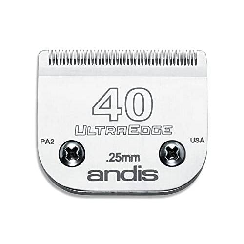 Andis - 64076, Ultra Edge Super Blocking Dog Clipper Blade - Built with Carbon-Infused Steel, Sharp Cutting Edges with Zero Gaps, Size-40, Removes Hairs 1/100-Inch - for Full Body Grooming, Chrome