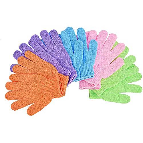 Exfoliating Gloves 10PCS Bath Gloves 5 Pairs, Natural Mitts Gloves for Men and Women Use,Shower Gloves Body Spa Makes Skin Soft and Healthy (AOLANS)